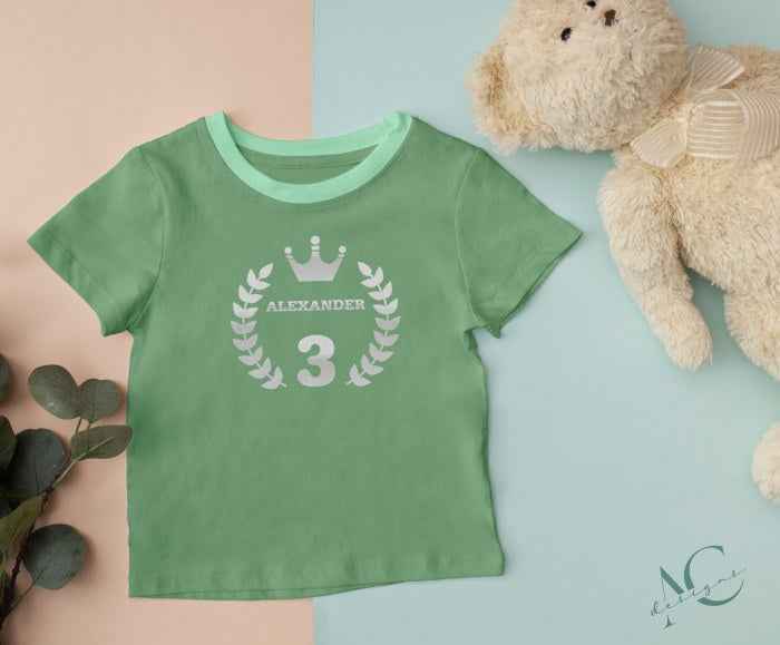 Bügelmotiv  - GEBURTSTAG + KRONE + NAME