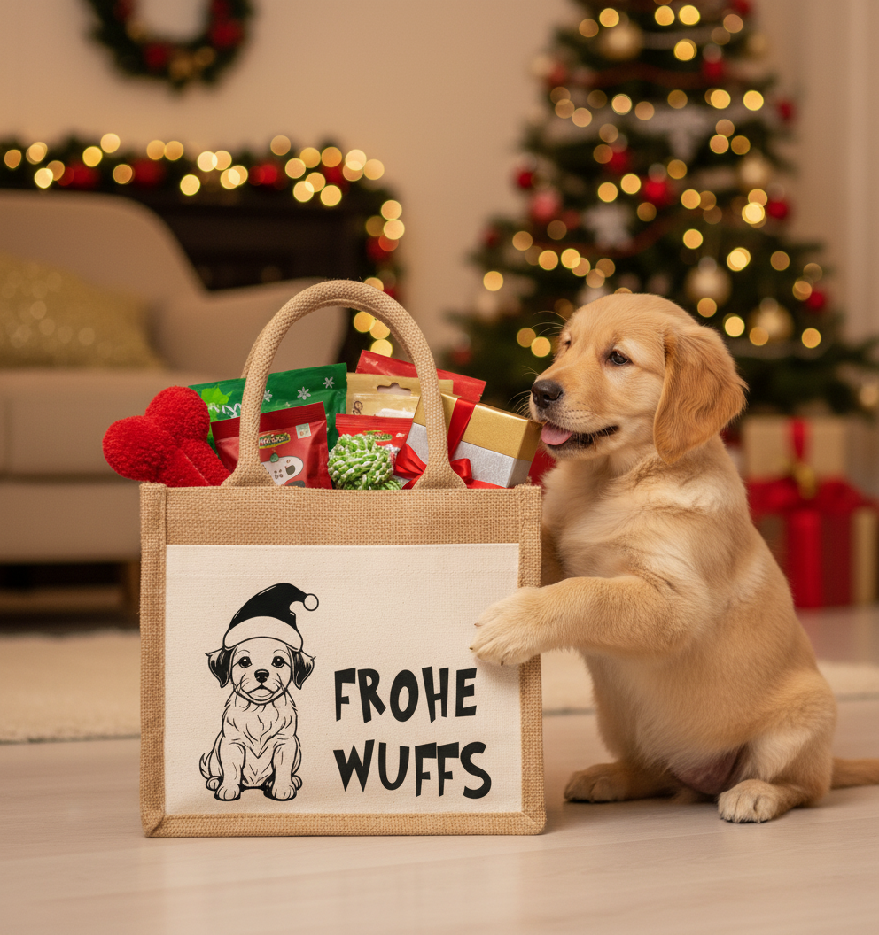 Jutetasche klein - FROHE WUFFS