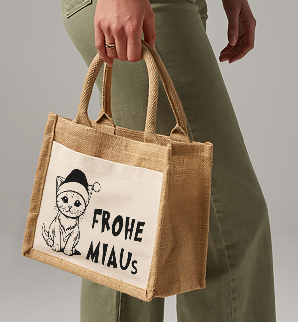 Jutetasche klein - FROHE MIAUs - AC Designs