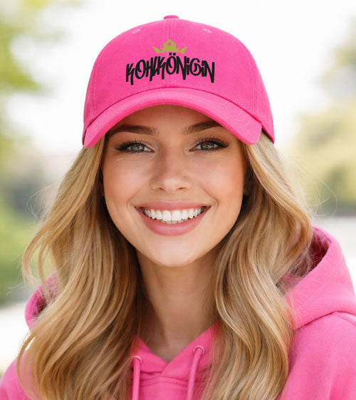 Kohlkönign Cap Pink - Premium 6-Panel Cap mit Schwarz-Gold Druck