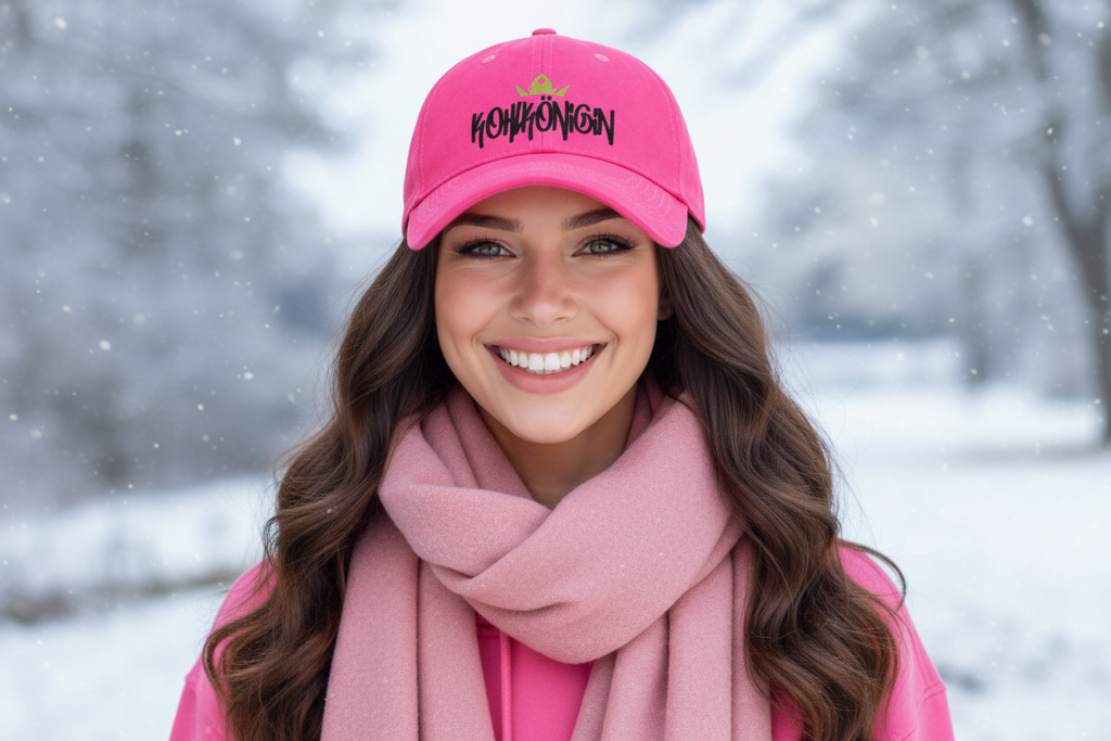 Kohlkönign Cap Pink - Premium 6-Panel Cap mit Schwarz-Gold Druck