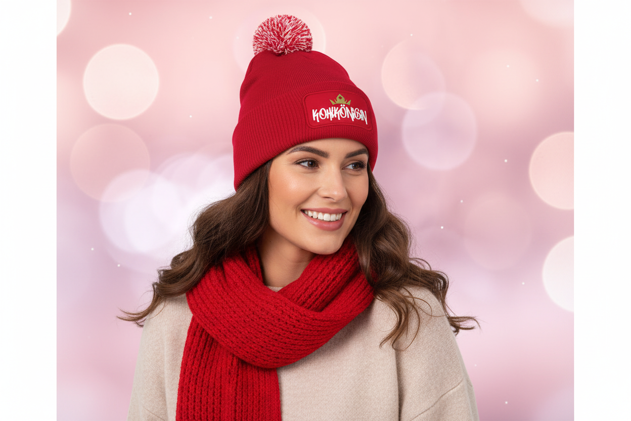 Kohlkönigin Mütze mit Bommel - Lustige Beanie für Kohltour & Kohlfahrt