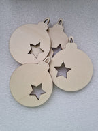 Holz-Christbaumschmuckkugel „Stern“ | 7,5 x 9,5 cm | Lasergeschnittenes Sperrholz zum Bemalen & Basteln