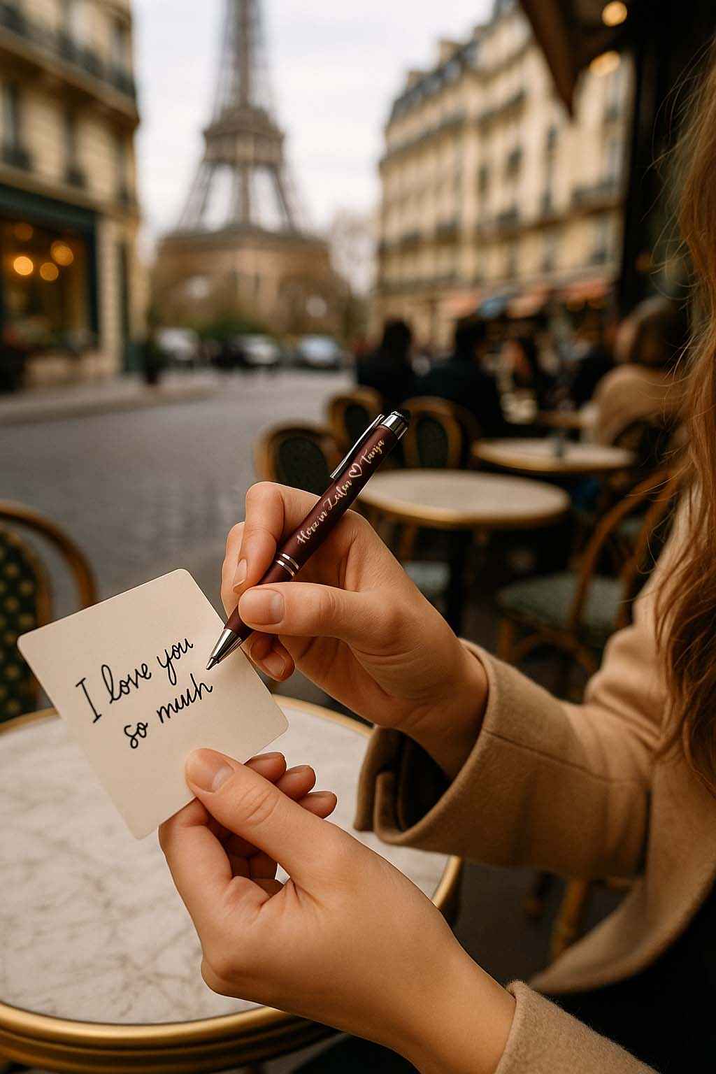 Eleganter Metall-Kugelschreiber mit Lasergravur „Herz in Zeilen“ + Name | Bordeauxrot | Touchscreen-Spitze | Persönliches Geschenk für Büro, Schule & Liebe