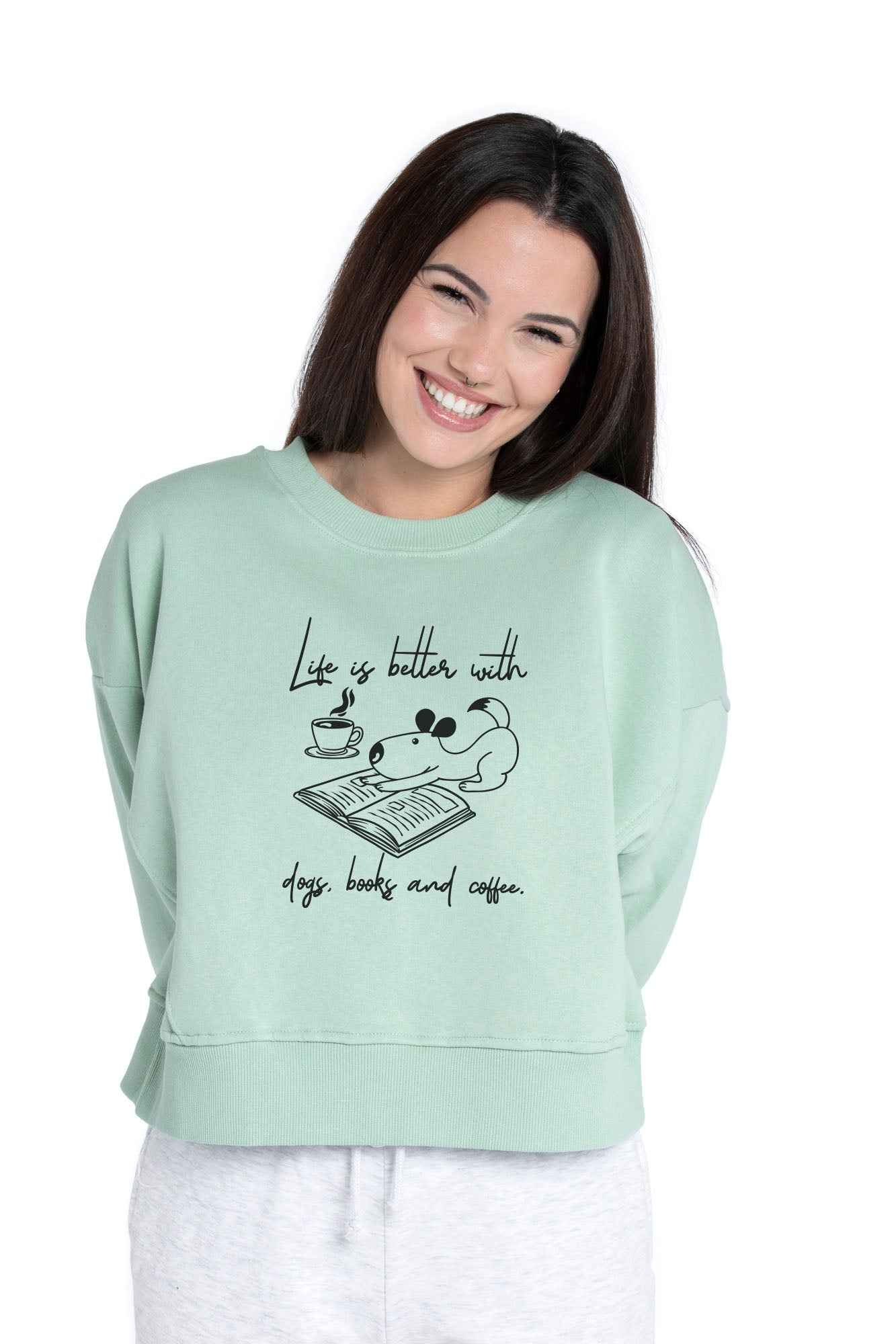 Bügelmotiv - LIFE IST BETTER WITH DOGS, BOOKS AND COFFEE