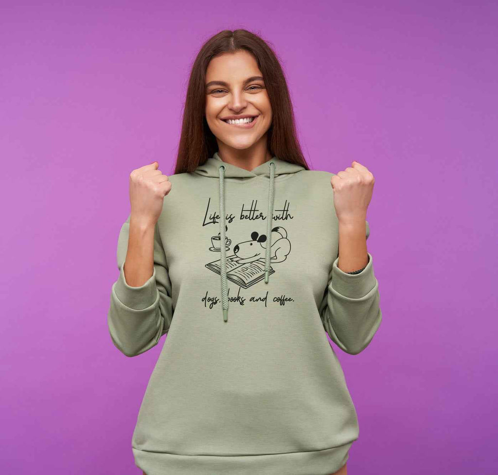 Bügelmotiv - LIFE IST BETTER WITH DOGS, BOOKS AND COFFEE