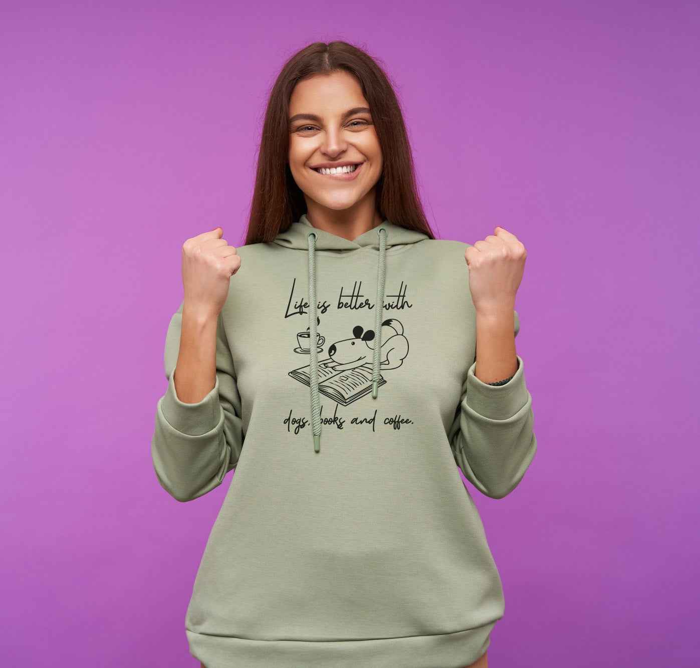 Bügelmotiv - LIFE IST BETTER WITH DOGS, BOOKS AND COFFEE