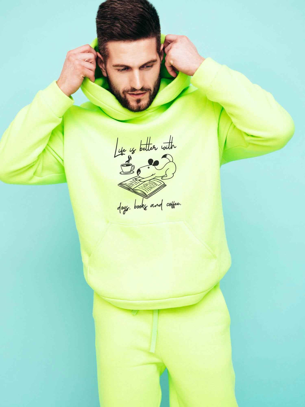 Bügelmotiv - LIFE IST BETTER WITH DOGS, BOOKS AND COFFEE