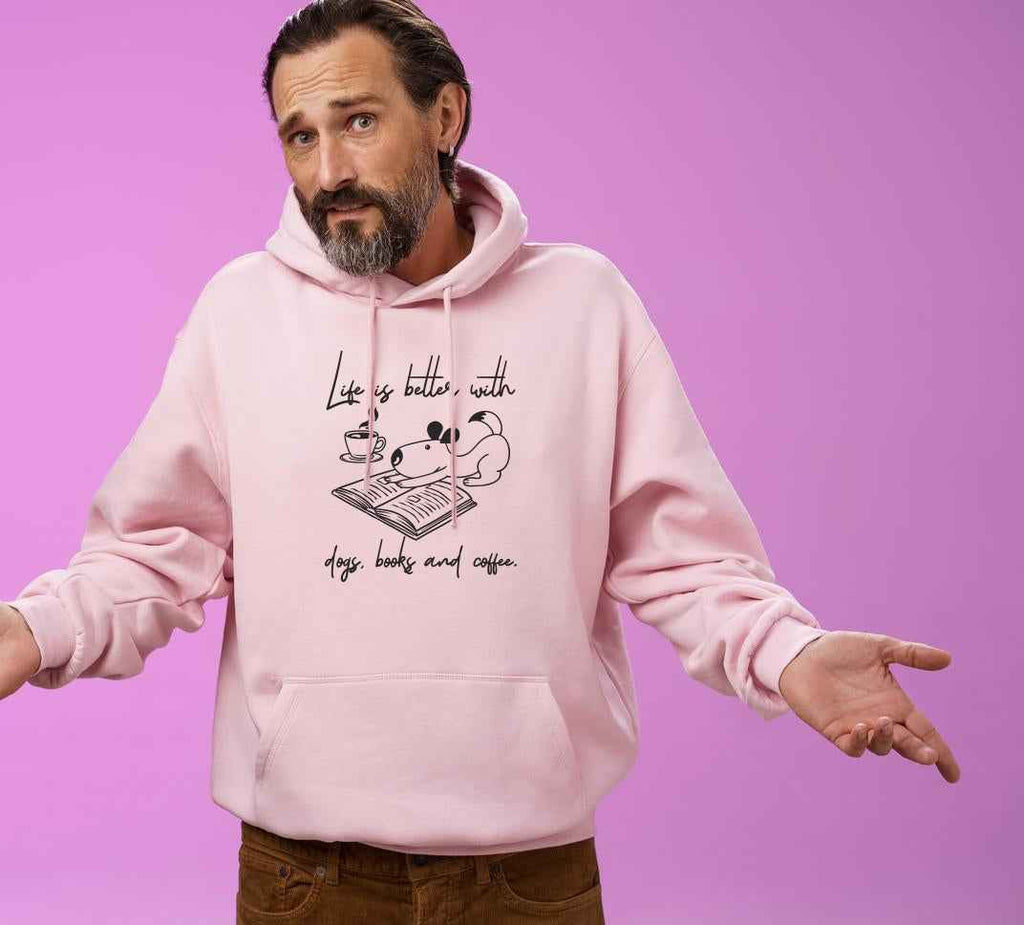 Bügelmotiv - LIFE IST BETTER WITH DOGS, BOOKS AND COFFEE