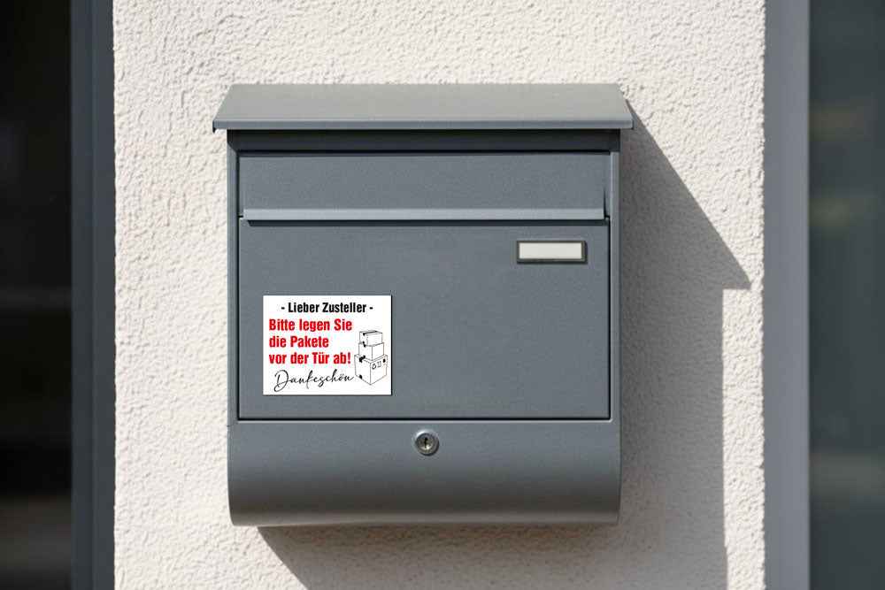 Wetterfestes Magnetschild für Briefkasten oder Haustür mit Hinweis zur Paketablage vor der Tür