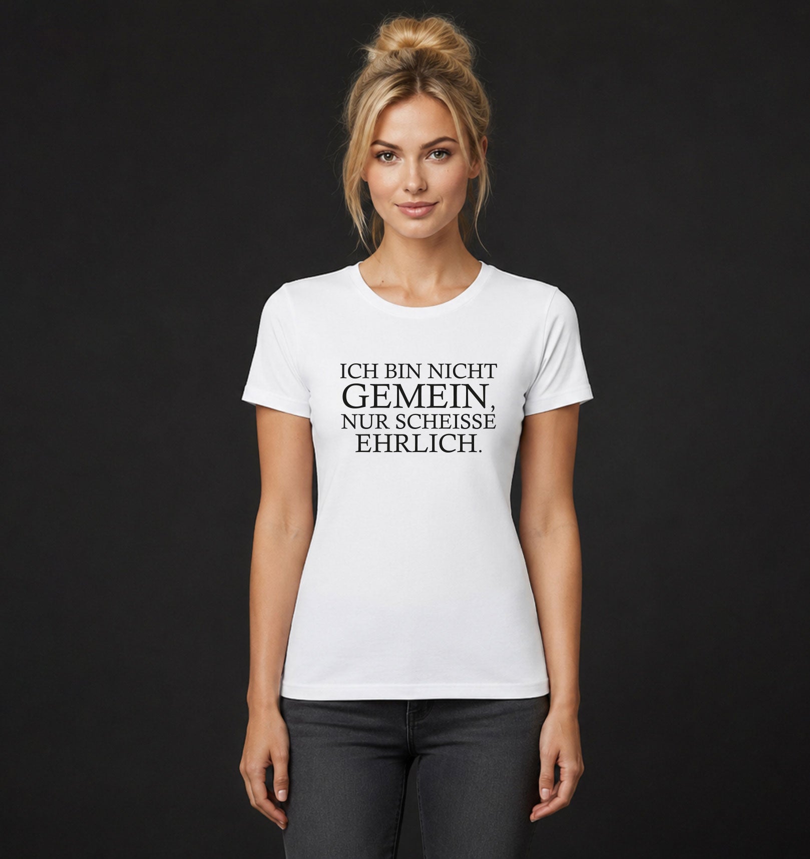 Bügelmotiv „Ich bin nicht gemein, nur scheiße ehrlich“ - Lustiger Spruch in Schwarz oder Weiß