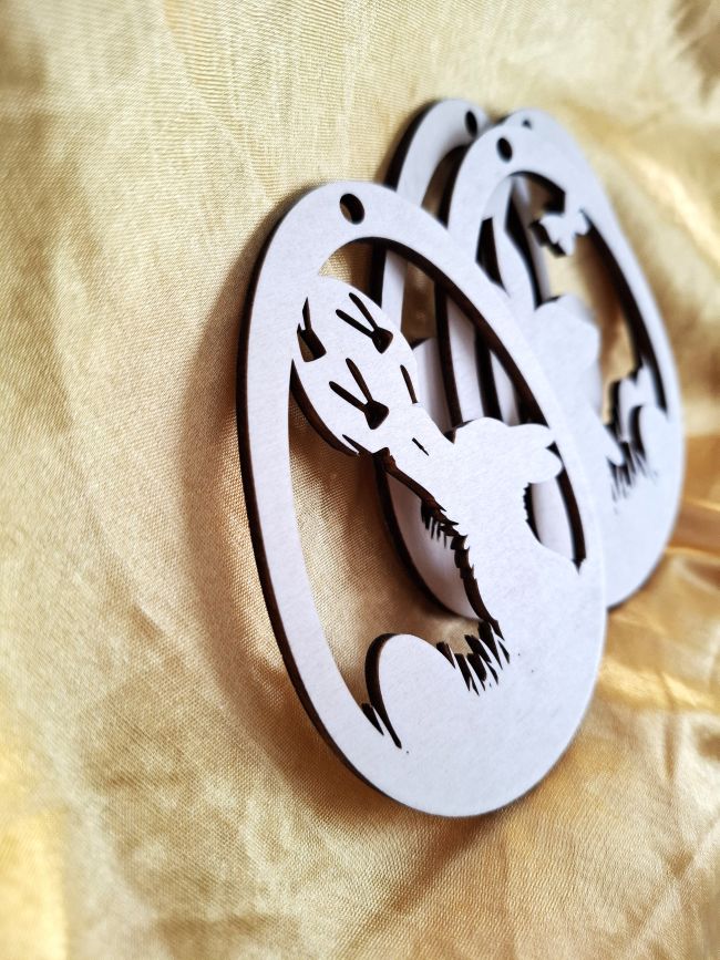 Holz Osterei Anhänger 4er SET – Hase, Küken & Schaf – Bastelrohlinge aus Sperrholz