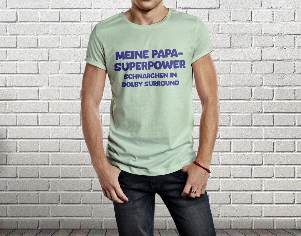 Bügelmotiv – "Meine Papa-Superpower? Schnarchen in Dolby Surround!" - AC Designs
