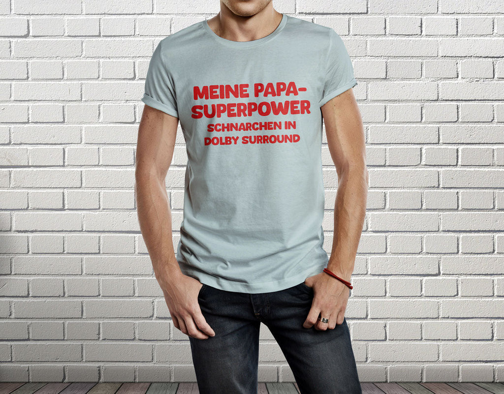 Bügelmotiv – "Meine Papa-Superpower? Schnarchen in Dolby Surround!" - AC Designs