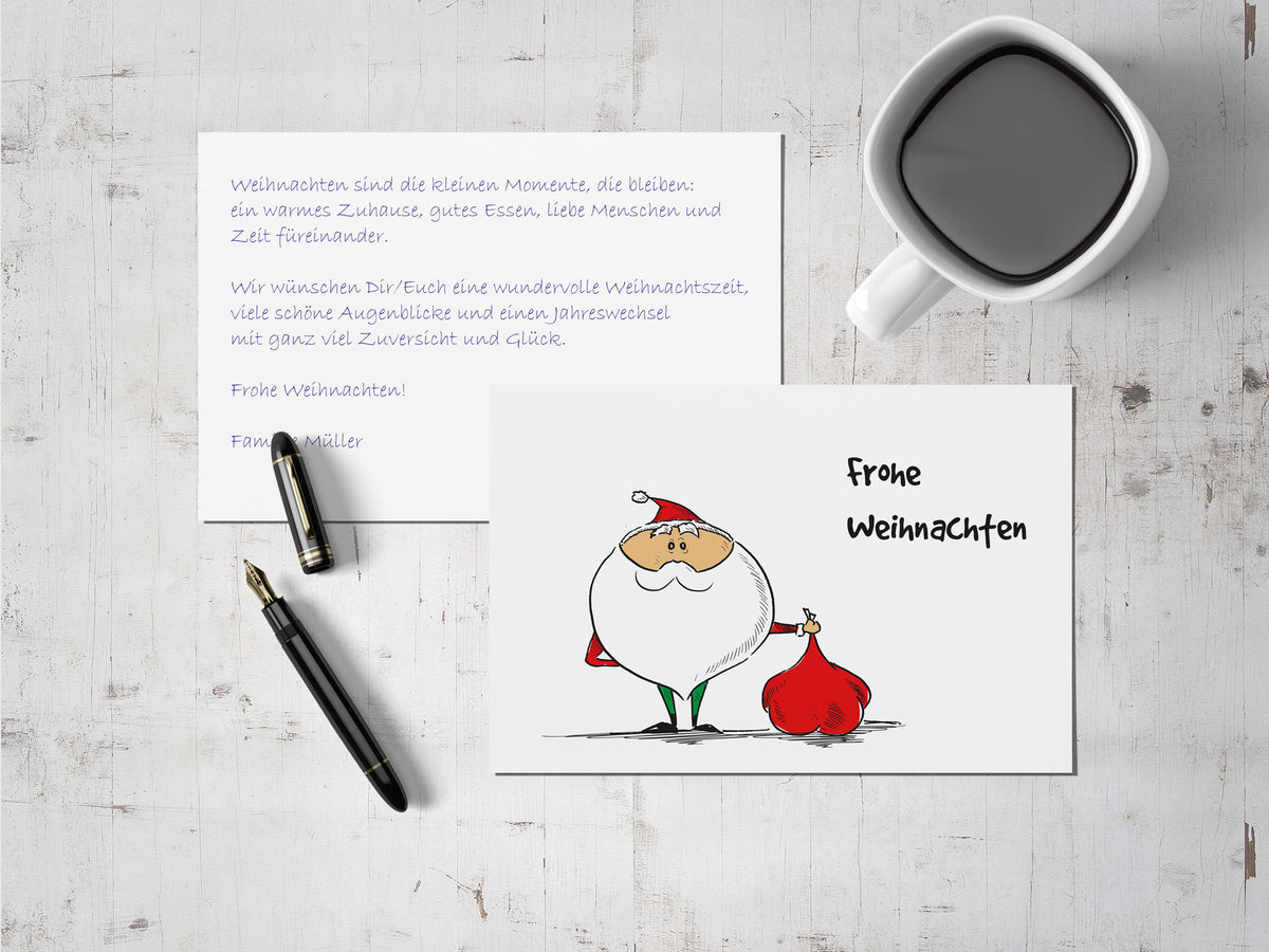 Postkarte mit Weihnachtsmann-Motiv & eigener Rückseite