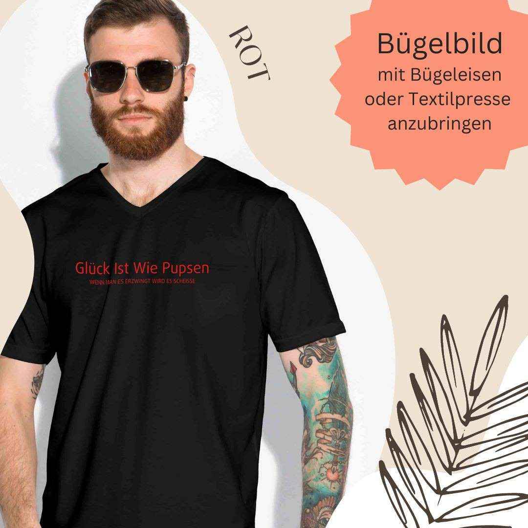 Bügelmotiv - GLÜCK IST WIE PUPSEN...