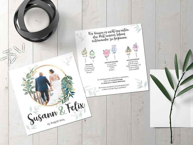 Hochzeitskarte quadratisch - FLOWER