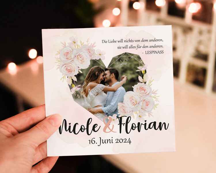Hochzeitskarte quadratisch - ROSEN