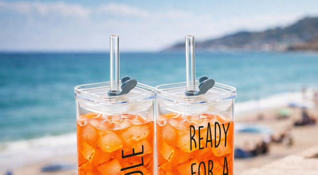 Eckiges 400 ml Glas mit Deckel & Strohhalm – Ready for a Bad Day