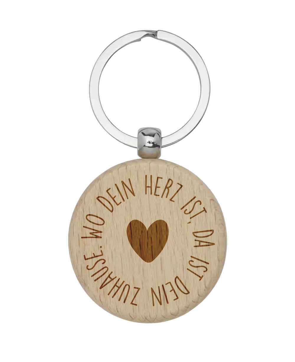 Runder Schlüsselanhänger aus Buchenholz mit Lasergravur – Natürlich, personalisierbar & nachhaltig