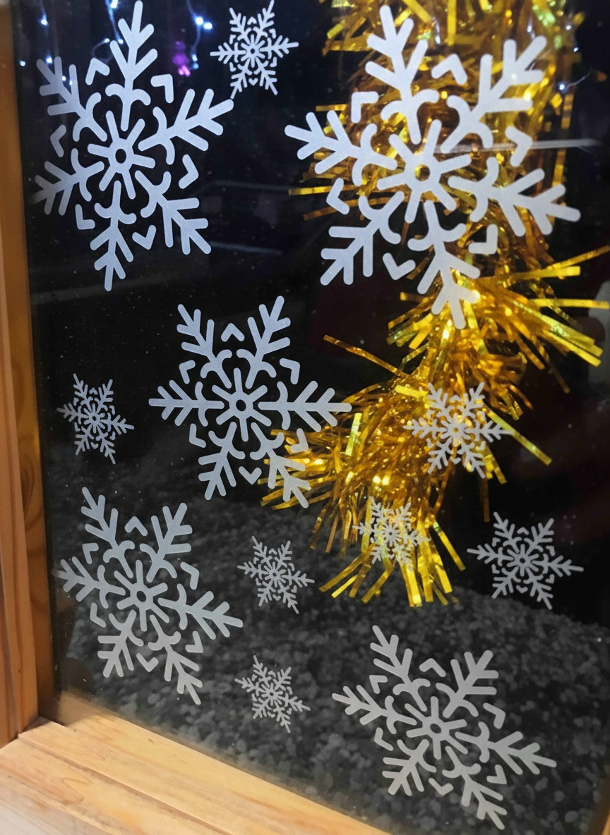 Glasdekor - SCHNEEFLOCKEN Stäbchen