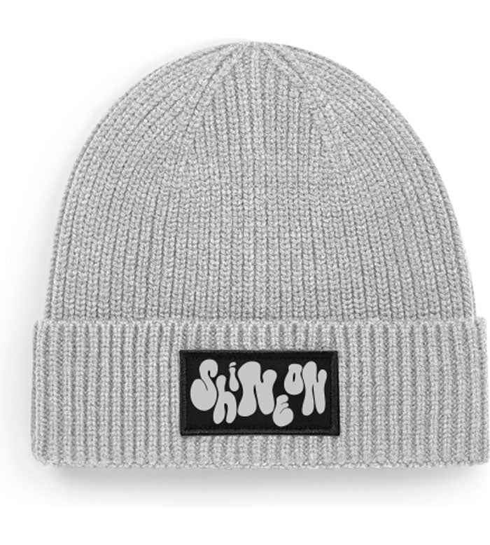 Fashion Patch Beanie Hellgrau - Recycelter Polyester | “Shine On” Patch