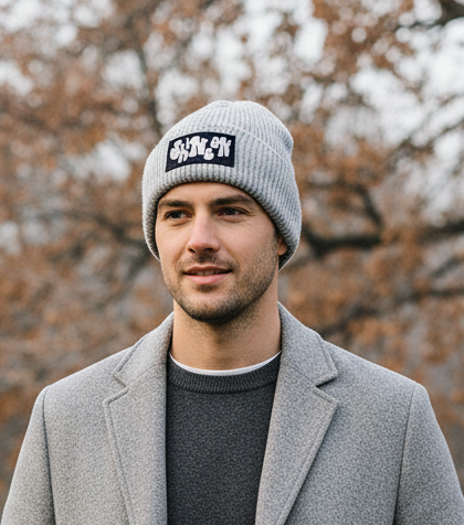 Fashion Patch Beanie Hellgrau - Recycelter Polyester | “Shine On” Patch