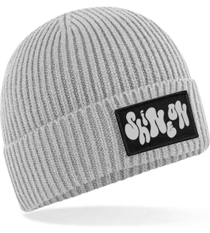 Fashion Patch Beanie Hellgrau - Recycelter Polyester | “Shine On” Patch