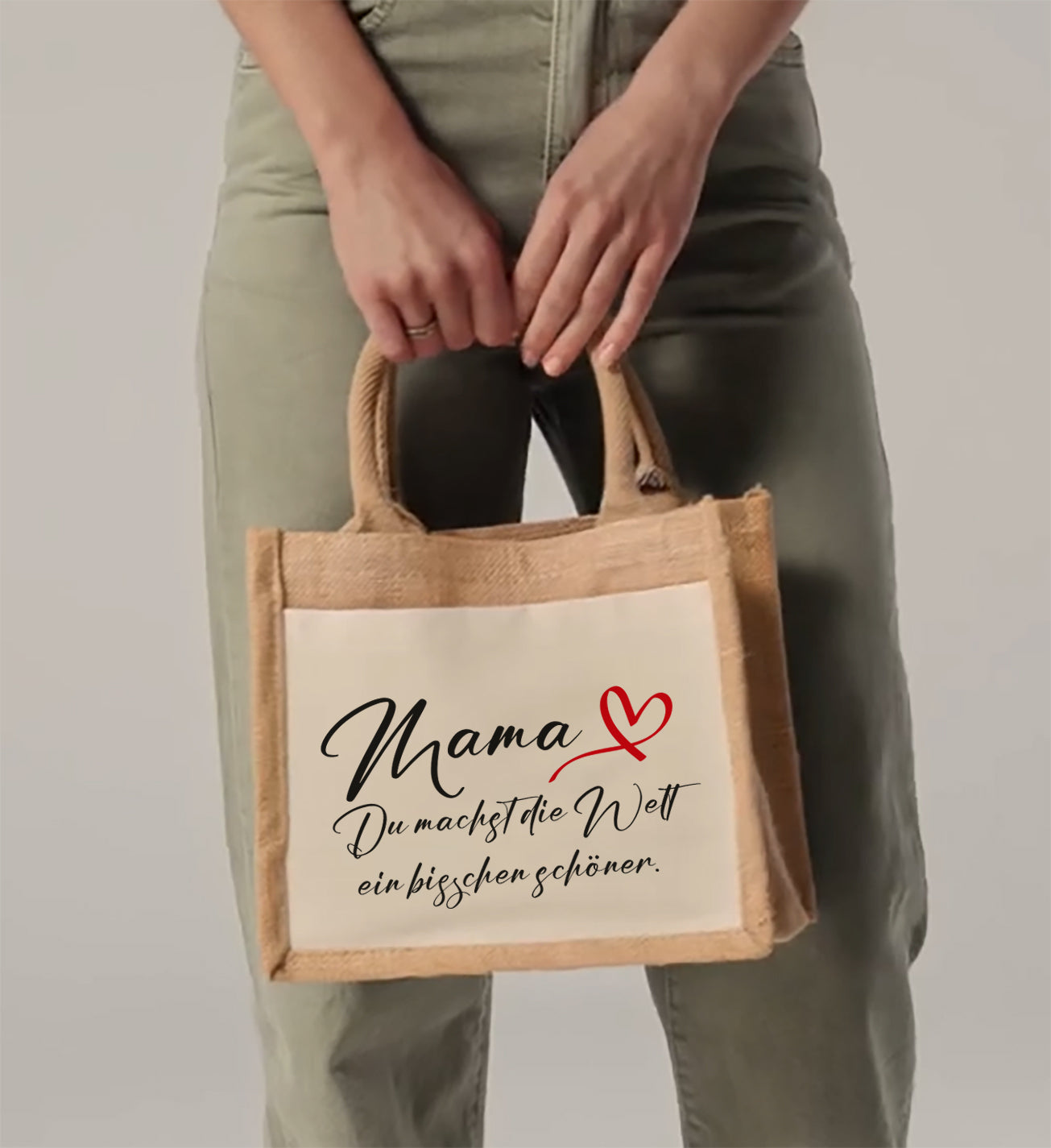 Jute-Tasche mit Spruch für Mama – Du machst die Welt ein bisschen schöner – Nachhaltig & persönlich - AC Designs