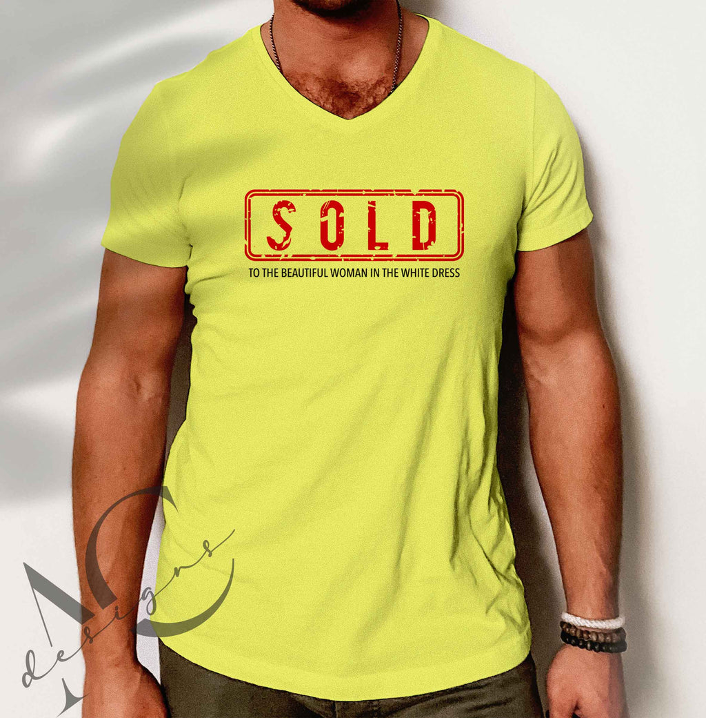 Bügelmotiv SOLD to the beautiful woman in the white dress - AC Designs