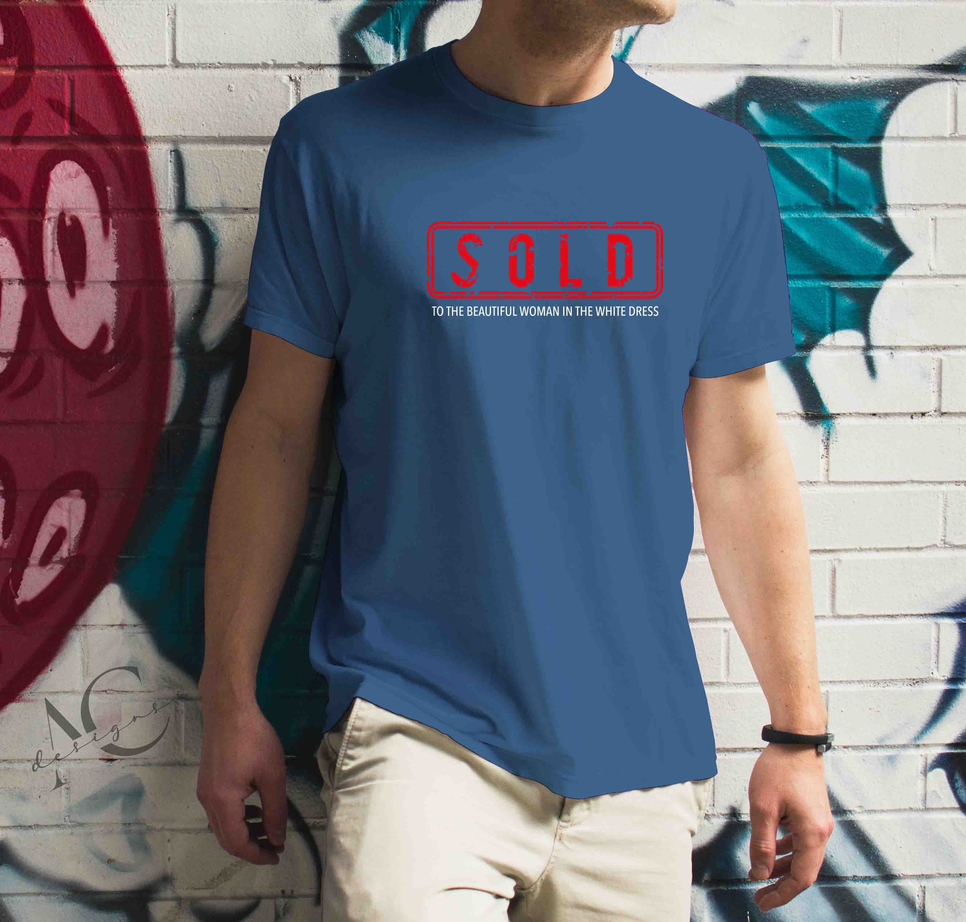 Bügelmotiv SOLD to the beautiful woman in the white dress - AC Designs