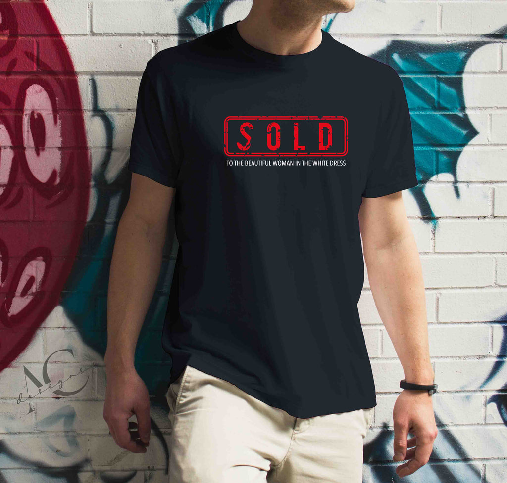 Bügelmotiv SOLD to the beautiful woman in the white dress - AC Designs