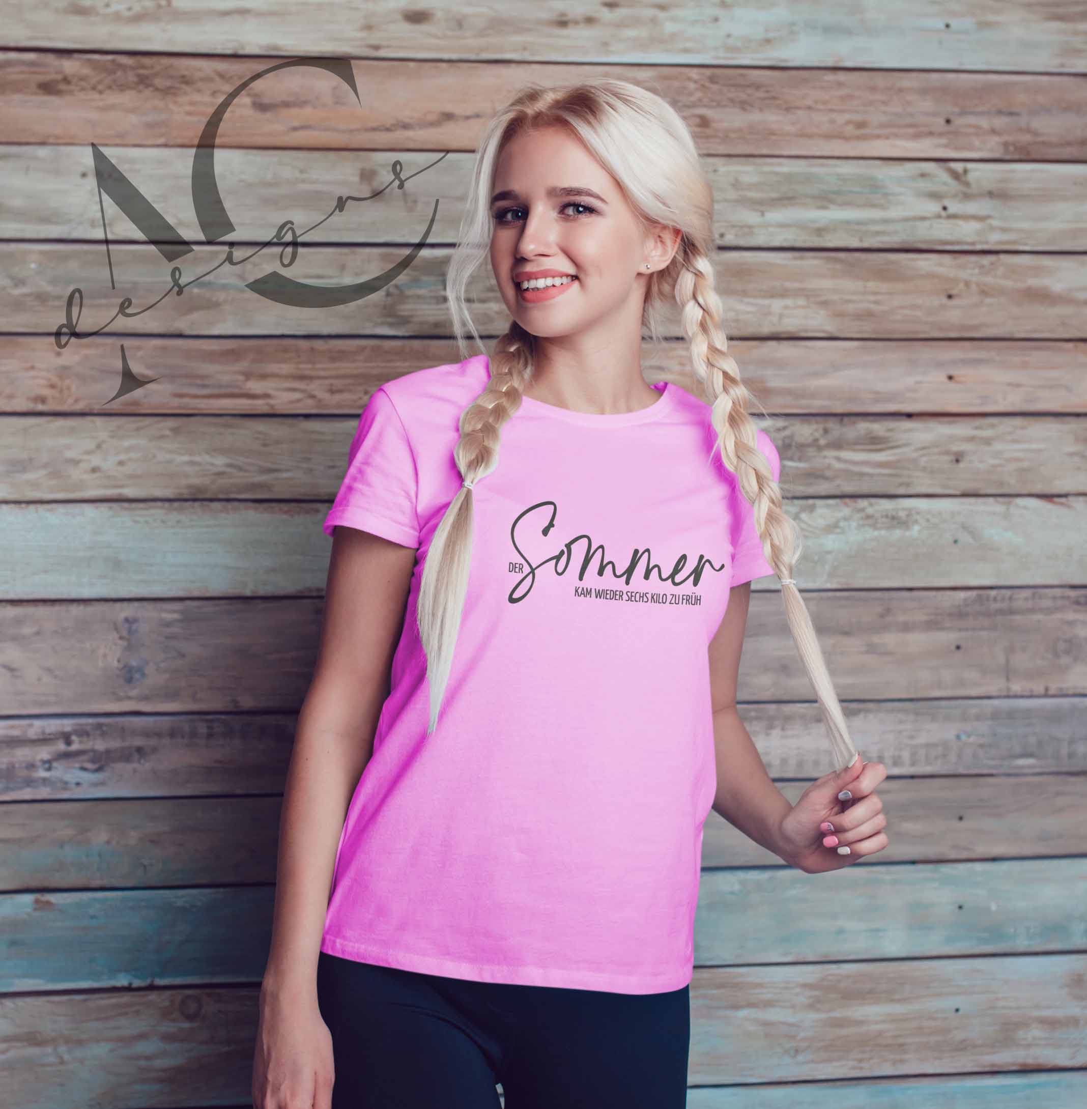 Bügelmotiv - DER SOMMER KAM WIEDER SECHS KILO ZU FRÜH - AC Designs