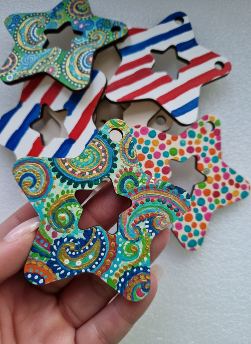 Holzanhänger „Stern“ – 8x8 cm, lasergeschnitten, Sperrholz