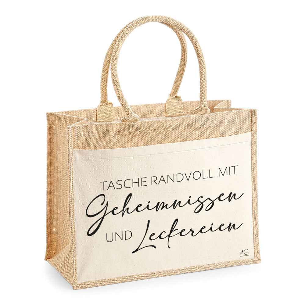 Jutetasche "TASCHE RANDVOLL MIT GEHEIMNISSEN" – Dein mysteriöser Begleiter für besondere Momente