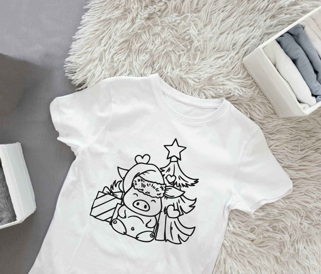 Ausmalbügelmotiv - WEIHNACHTSSCHWEINCHEN