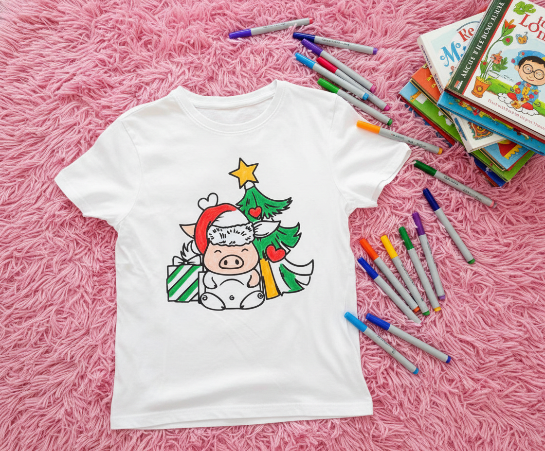 Ausmalbügelmotiv - WEIHNACHTSSCHWEINCHEN