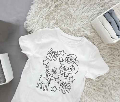 Ausmalbügelmotiv - WEIHNACHTSMANN MIT RENTIER