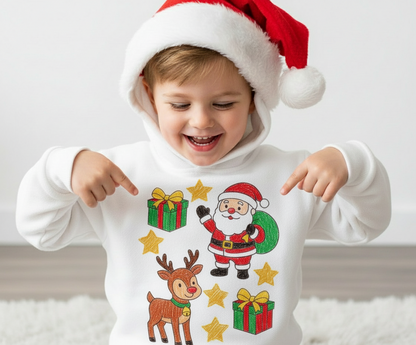 Ausmalbügelmotiv - WEIHNACHTSMANN MIT RENTIER