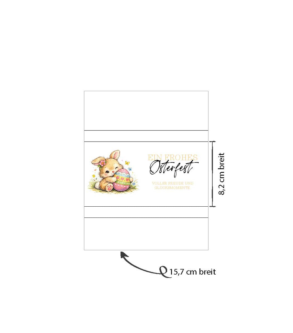 Oster Schokoladenhüllen Vorlage zum Ausdrucken – Niedliches Häschen - A4 PDF Download mit Schnittlinie - Geschenkidee Ostern DIY