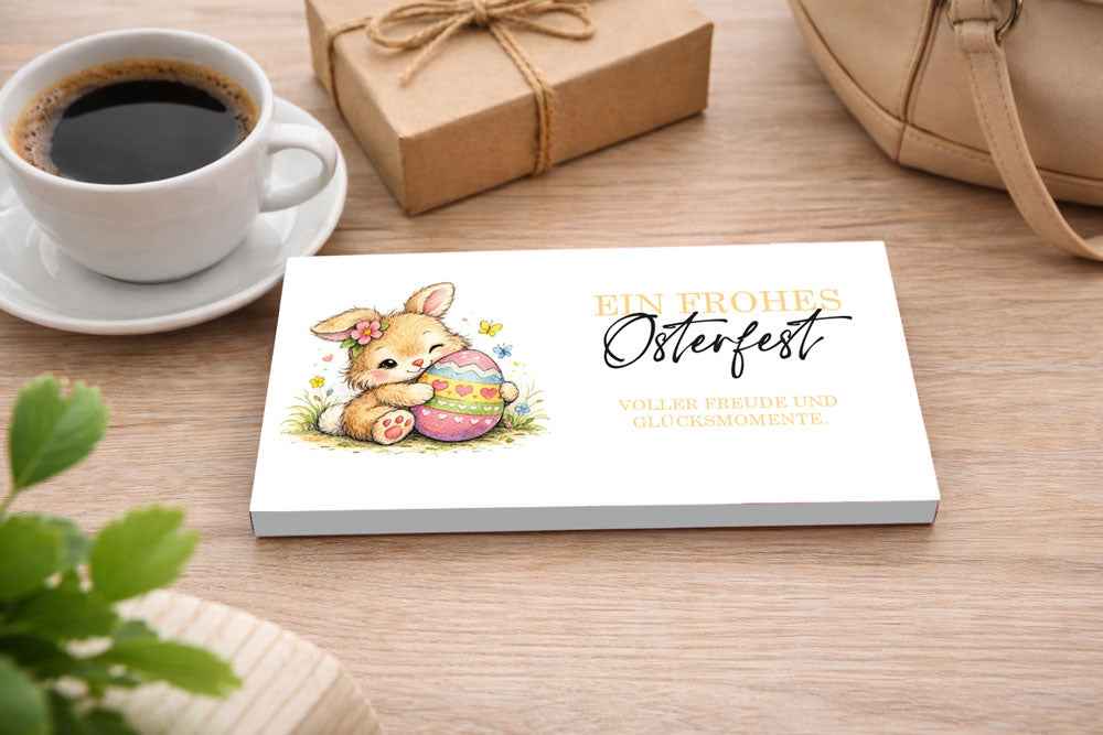 Oster Schokoladenhüllen Vorlage zum Ausdrucken – Niedliches Häschen - A4 PDF Download mit Schnittlinie - Geschenkidee Ostern DIY
