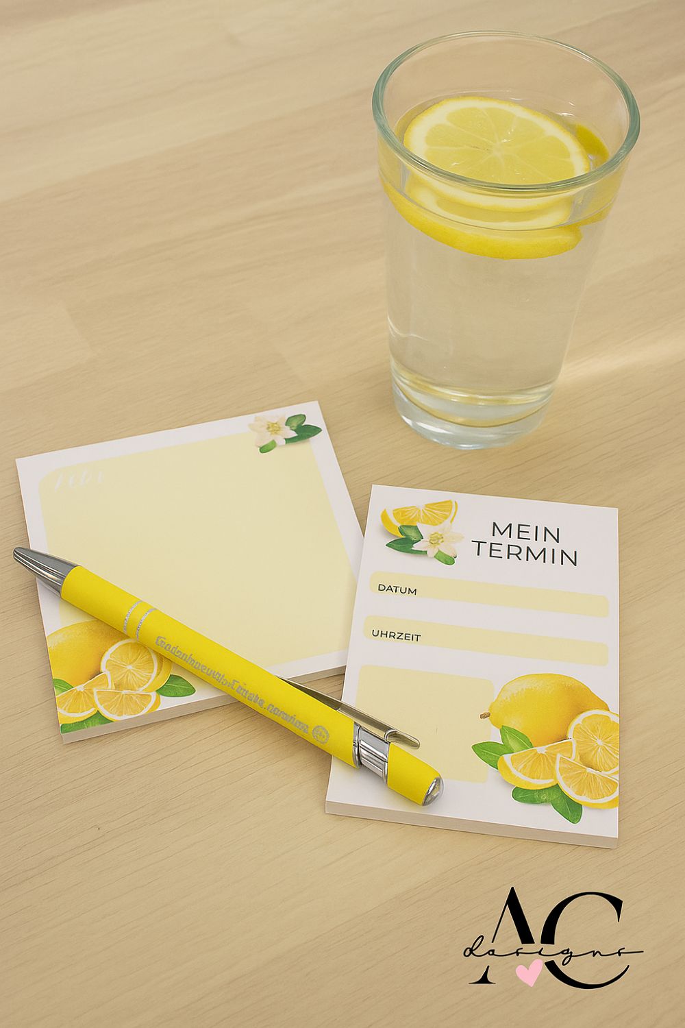 Frischer Zitronen-Twist - Dein Notiz- & Termin-Bundle mit Kugelschreiber