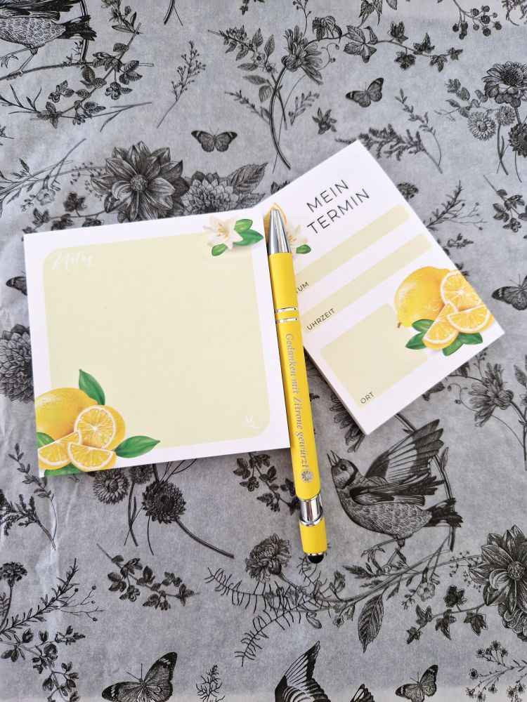 Frischer Zitronen-Twist - Dein Notiz- & Termin-Bundle mit Kugelschreiber