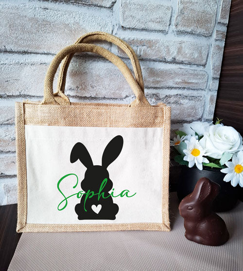 Jutetasche klein - HASE und NAME (personalisiert) - AC Designs