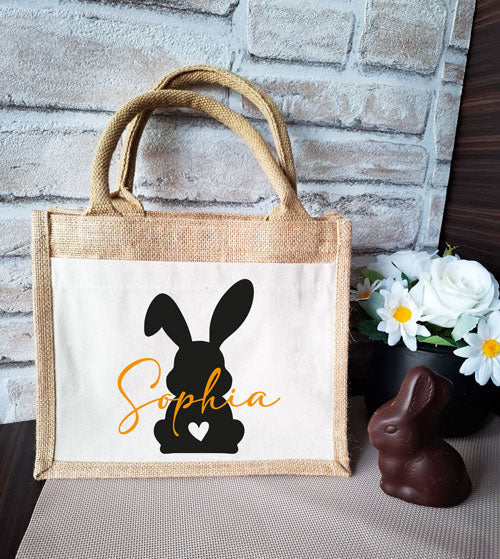 Jutetasche klein - HASE und NAME (personalisiert) - AC Designs
