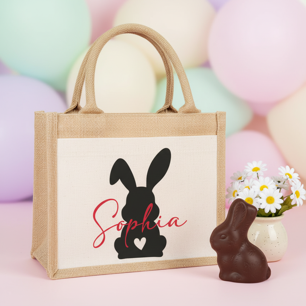 Jutetasche klein - HASE und NAME (personalisiert)