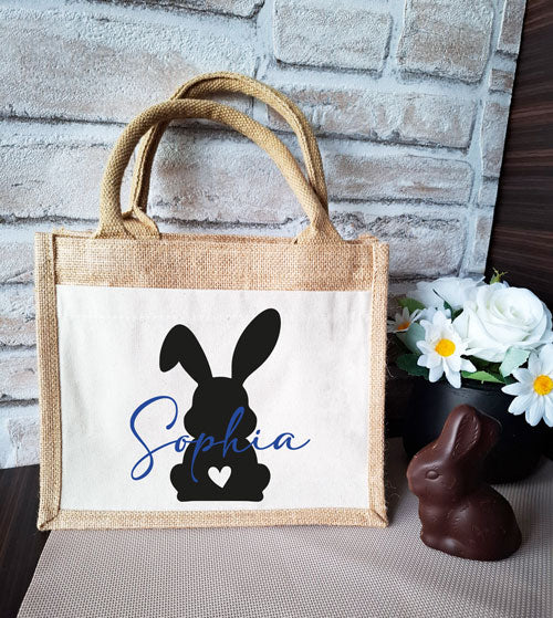 Jutetasche klein - HASE und NAME (personalisiert) - AC Designs