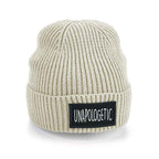 Statement Patch Beanie Beige - „unapologetic“