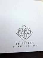 Sternzeichen ZWILLINGE Notizblock A5 inkl. Grußkarte