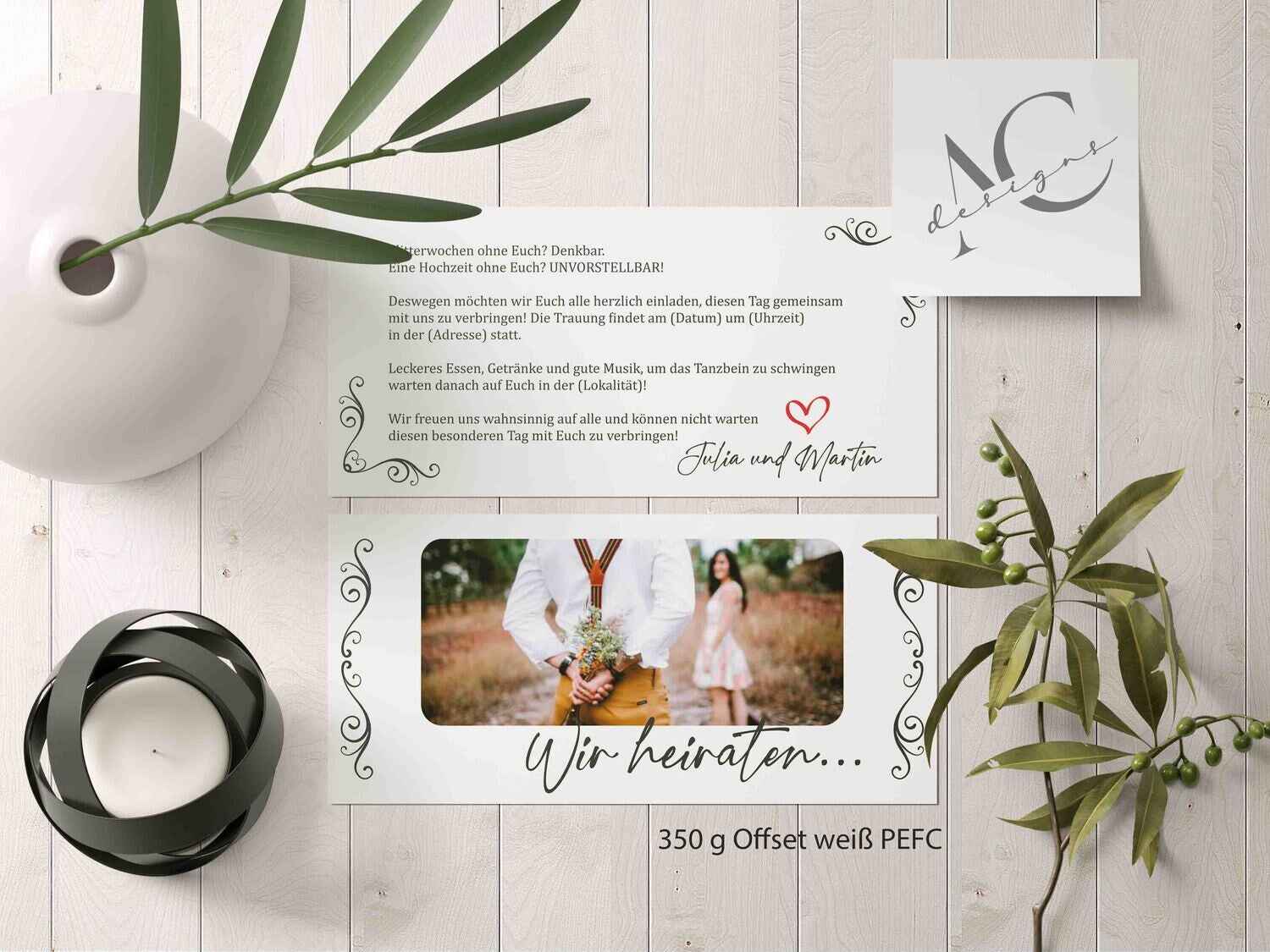 Hochzeitseinladungskarte - WIR HEIRATEN